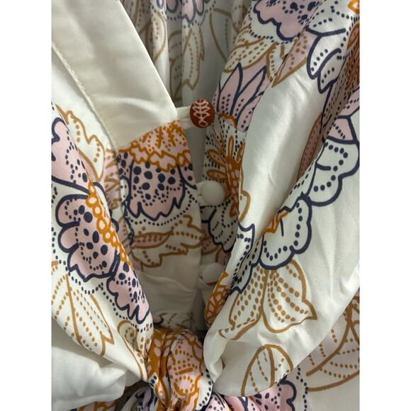 Free People "Run Free Blouse"-Floral Long Sleeve Size Large - Picture 3 of 8